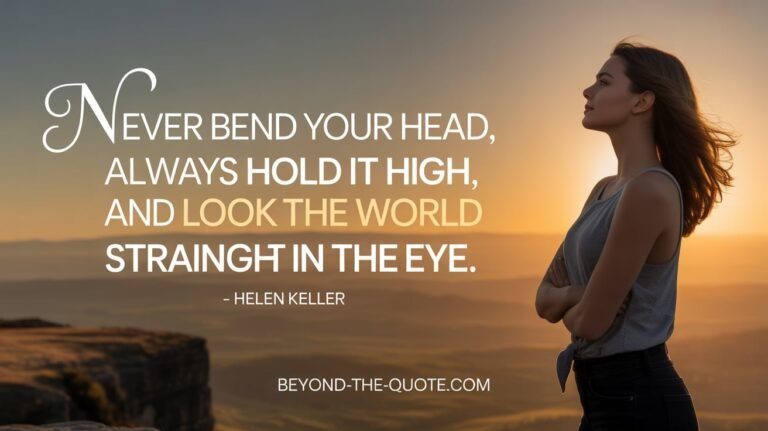 "Never bend your head, always hold it high, and look the world straight in the eye" - Helen Keller