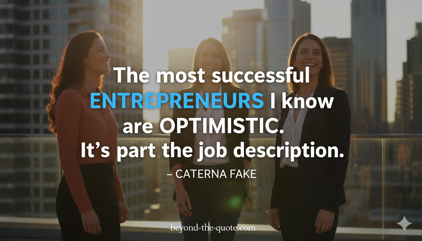 An image of three women in business attire standing on a rooftop with a city skyline in the background, overlaid with an entrepreneurial quote