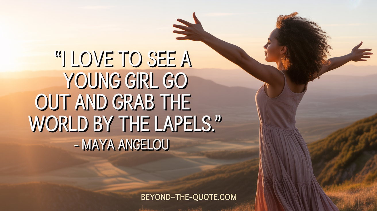 "I love to see a young girl go out and grab the world by the lapels." - Maya Angelou.