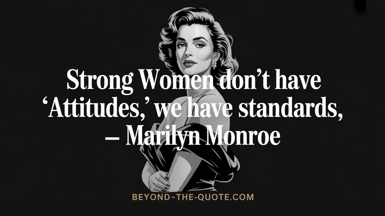 “Strong women don’t have ‘attitudes,’ we have standards,” — Marilyn Monroe