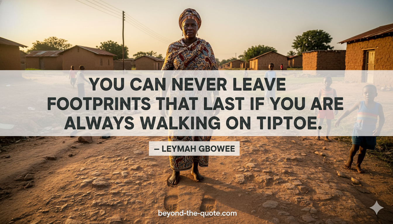 “You can never leave footprints that last if you are always walking on tiptoe.” — Leymah Gbowee
