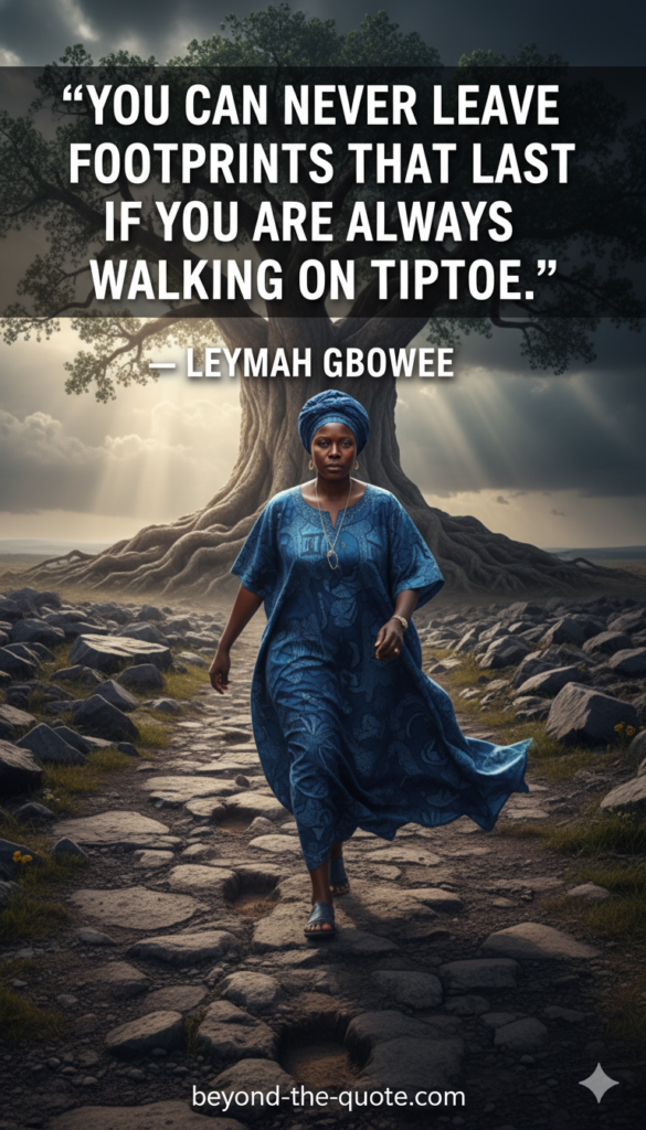 “You can never leave footprints that last if you are always walking on tiptoe.” — Leymah Gbowee