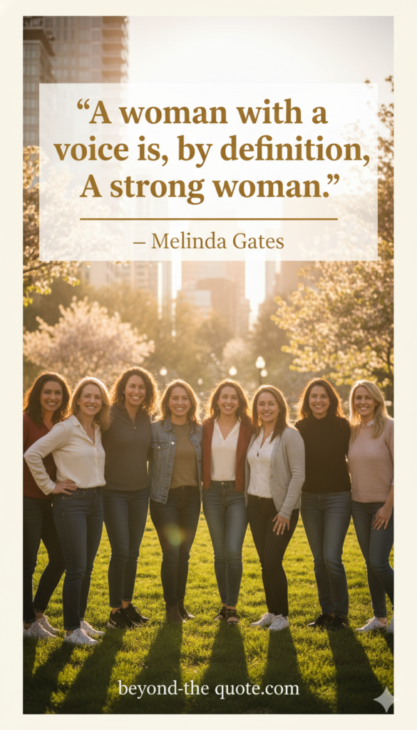 “A woman with a voice is, by definition, a strong woman.” — Melinda Gates